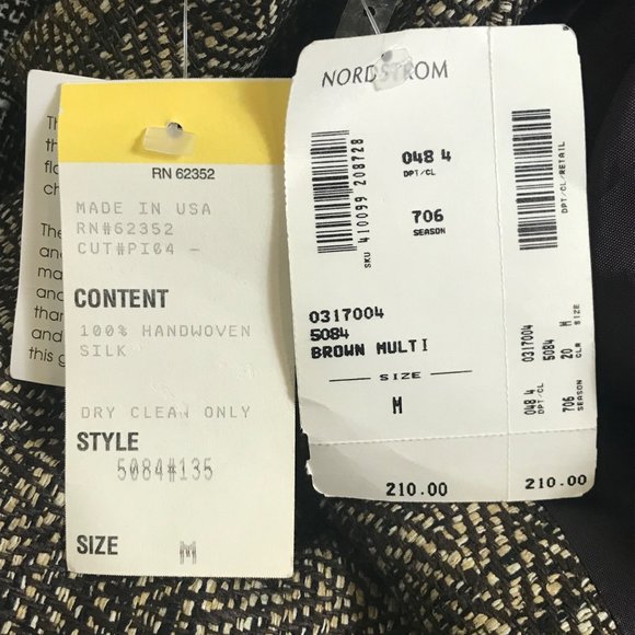 V.P. Collections Vintage Blazer Brown Multi Hand Woven Silk Tweed Size Medium - Picture 7 of 7